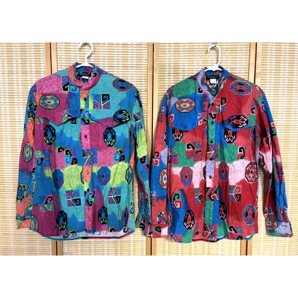 Vintage Diamond L Western Wear Shirts Lot of 2 Medium USA Made 100% Cotton - Picture 3 of 9